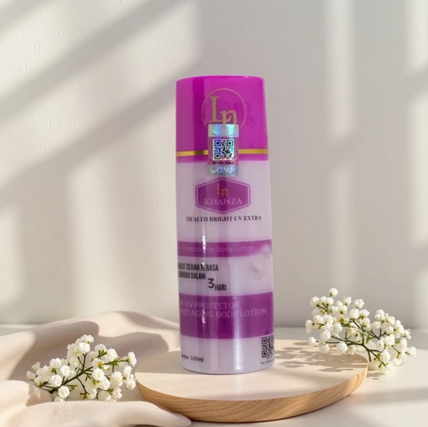 KH KHANZA Kh Skin Toner Badan 100ml (Merah Muda)